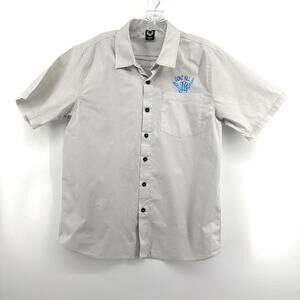 Neff Men's "Don't Kill My Chill" Short SleevesLight Gray Button Up ShirtMedium